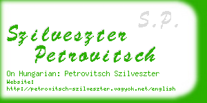 szilveszter petrovitsch business card